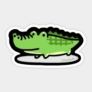 Green chibi cute alligator Sticker